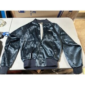 Ford Vintage Satin Jacket Auburn Sportswear Embroidered Blue/teal Men's M Bomber
